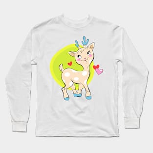 Cute Deer Hand Drawn Long Sleeve T-Shirt